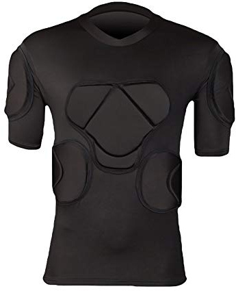 QIKEGooods Sports Gepolsterte Kompression T-Shirt Tops Langarm Guard Schutzhemd Schulter Rippe Brustschutz für Outdoor Fußball Basketball Paintball Rugby