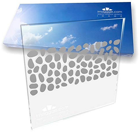 Kieselsteinbordüre – 112 selbstklebende Kieselsteine zur Dekoration des Badezimmers (Duschwand, Wand,...) oder zur Vermeidung von Kollisionen an Fenstern (Vögel, Kinder) – Farbe: Hellgrau