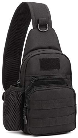 Hebetag Nylon Tactical Sling Bag Umhängetasche für Männer Frauen Outdoor Reisen Camping Casual Schulter Brusttaschen Day Pack Jagd Wandern Daypack Schwarz