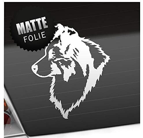 Kiwistar - Autoaufkleber - Australian Shepherd Blue Merle - Mattweiss - 24x20cm - Heckscheibe Auto Aufkleber wetterfest für Kfz LKW Mofa Truck - Sticker außen selbstklebend Tuning Zubehör für Fenster
