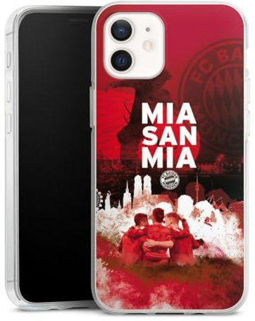 Silikon Hülle kompatibel mit Apple iPhone 12 Case transparent Handyhülle FCB Mia San Mia FC Bayern München