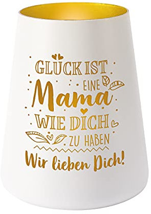 Herz & Heim® Muttertagsgeschenk Teelichthalter mit Gravur - Glück ist eine Mama, wie Dich zu haben