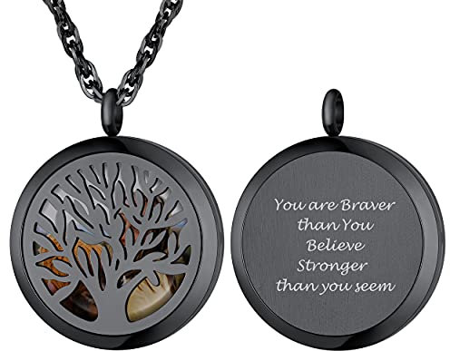 PROSTEEL Pendentif Médaillon Photo Personnalisé Collier Homme Noir Arbre de Vie Personnalisable avec Image/Texte
