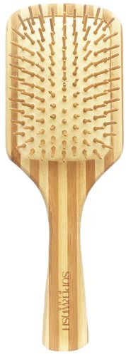 Bamboo Wood Hair Brush Large Paddle for Women, Natural Bamboo Wooden Bristles Scalp Massager, Flat Detangling Hairbrush Fit All Types Hair