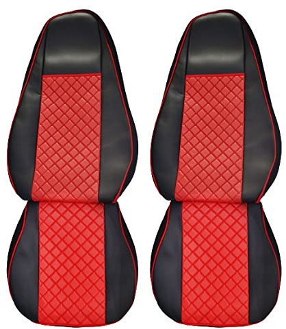 2 x Sitzbezüge für Scania R P G L Serie 2004/20 LKW MAN TGX Euro 6 LKW (Scania Schwarz/Rot)