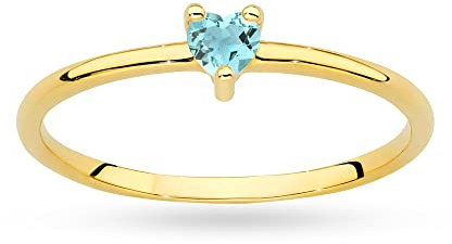 MARKO Damen-Goldring mit Topas 0,12Ct in Form eines Herzens | 14 Karat Gold (585) | Goldring inklusive Box | Goldring für Frauen (Topas, 49 (15.5))
