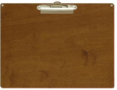 Bütic Holz Klemmbrett Standardform Teak für DIN A3 A4 A5 A6 mit 2 Ösen aus 3 mm starkem Birkensperrholz mit Klarlack versiegelt, Format:A4 quer, Klemme:Zahnklemme gold