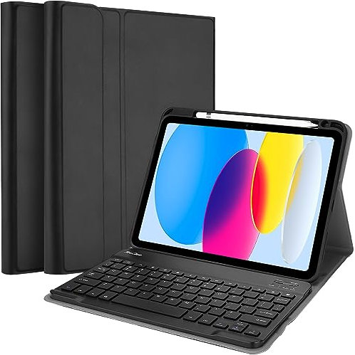 ProCase for iPad 11th (A16) 11-inch 2025 / 10th Generation Case with Keyboard 10.9 inch 2022, PU Leather Case with Magnetically Detachable Wireless Keyboard -Black