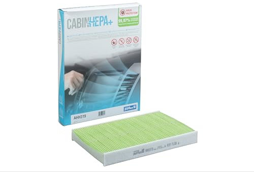 Purflux CabinHepa+ Filtre habitacle Hepa voiture, protège des allergènes, pollen, poussières, anti moisissure, particules fines automobile AHH319 peugeot 307 citroen C3, Vert