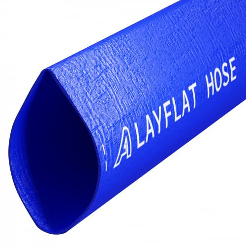 51mm (2) Blue Layflat Discharge Hose Pipe Compatible with Submersible Water Pump 50 Metre (164.0ft)