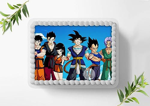 Für den Geburtstag ein Tortenbild, Rechteckig A4, Zuckerbild mit dem Motiv: Dragonball, Essbares Foto für Torten, Tortenaufleger - 0884z