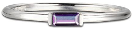 55Carat Natural-Amethyst 925-Sterling-Silver Bezel-Style Baguette Shape Ring Handmade Fashion Jewelry for Men Women Gift Size: Z1 SR_D77_AME_Z1_A