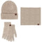 Mütze Schal Handschuhe Set Damen Beige Winter Handschuhe Damen Fingerlose Handschuhe Baumwolle Fingerhandschuhe mit Flip-Top, Warme Strick Handschuhe für Damen und Herren