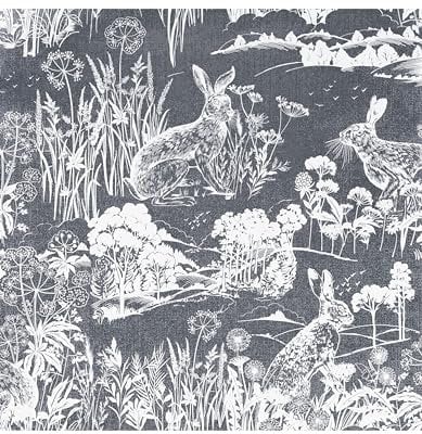 Arthouse Meadow Hare Navy Wallpaper 909606