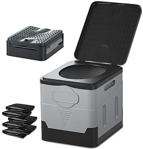 JAMYEER Campingtoilette Faltbar mit Deckel,Tragbare Toilette ohne Chemie, Stabil bis 150 kg, Die Mobile Toilette für Auto, Outdoor Camping, Stau, Zelten