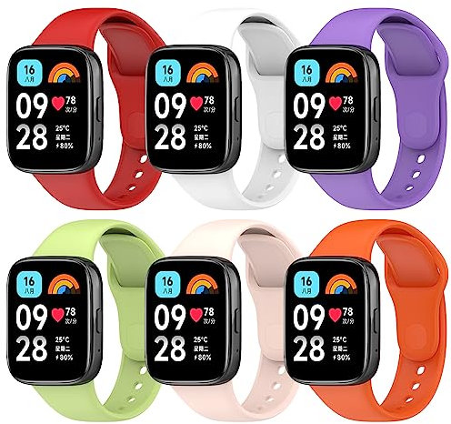 BDIG 6PCS Cinturini per Xiaomi Redmi Watch 3 Active, Braccialetto Redmi Watch Cinturino in Silicone Colorato di Ricambio Anti-Perso Progettato Accessori Tracker