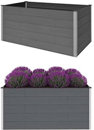 Garten Hochbeet Grau 200x100x91cm WPC,Artikelfarbe-Grau