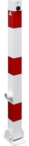 KAISER+KRAFT | Absperrpfosten | 70 x 70 mm, klappbar, ohne Öse, mit Dreikant-Verschluss, weiß/rot