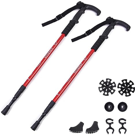 ThreeH Wanderstöcke Leichte Trekkingstöcke T Anti Rutsch Griff Design Verstellbarer Wanderstock für Reisen Wandern Klettern Senioren Männer Frauen