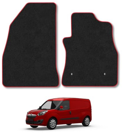 Vauxhall Combo (2012-2018) Carpet Car Mats | Red Edge Trim Tailored Fit Floor Mats Full Coverage Protection Accessories Easy Clean Anti Slip Made in the UK