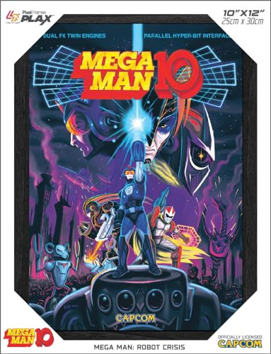 Level Up Labs Pixel Frames PLAX: Mega Man: Robot Crisis – 3D-gerahmtes Linsenraster-Poster, 25,4 x 30,5 cm