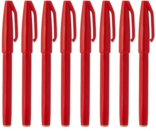 Pentel Original Sign Pen S520 - Faserstift, 2 mm Spitze, 1 mm Strichstärke, 8 Stück (rot)