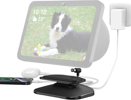 PlusAcc Ständer für Show 8 (3.Gen) & Handy mit USB-C/A-Ladeanschluss - Verstellbare Ladeständer Halterung Ladestation Basis kompatibel mit Show 8 3.Gen/iPhone/iPad (Schwarz)
