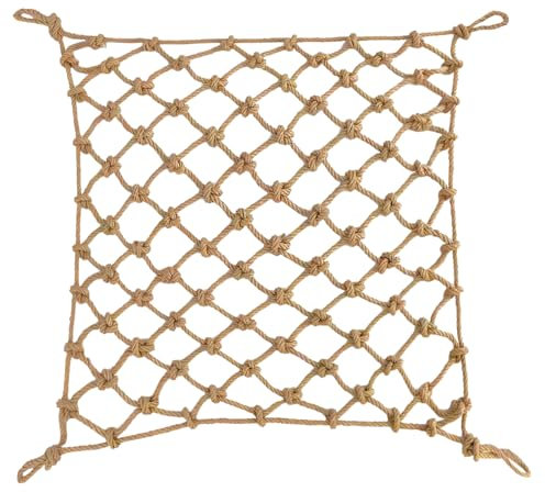 Heavy Duty Jute Rope Tear-resistant Sisal Rope Mesh Twine Netting Wall Children Pets Container Protection Net Safety Netting For Balcony Stairs Scenic Railings Garden Bar Decoration 1x2m