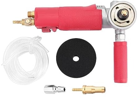 Elektrische Poliermaschinen 3 luftbetriebener Polierer, pneumatischer Wasser-Hochgeschwindigkeits-Nassschleifer, Luftschleifer 4300 U/min, for Marmor, Stein, Granit, geringe Vibration, Wildleder zur