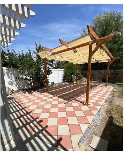 Toile Coulissante Rétractable, Résistant UV Rétractable Vague Voiles D'ombrage, Pergola Jardin Exterieur, Taux d'ombrage de 90%