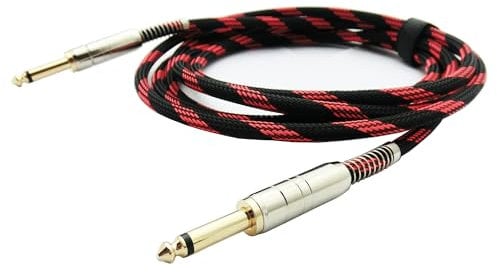 O.D.O Engineering Limited Nylon Braided Jack Cable 5m, TS 6.35mm (1/4inch) Audio Cable for Electric Guitar Bass Keyboard Mixer Power Amp Video Camera Microphone Speaker