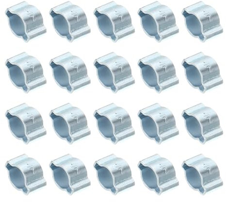 PATIKIL 20 Pack 5-7mm Double Ear Hose Clamp, Galvanized Steel O Clip Crimp Rings for Fuel Petrol Pipe Tube Fitting Connections, Silver Tone