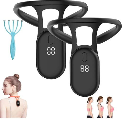 Ultraschall Lymphberuhigender Hals, Ultraschall, lymphatischer Nackensauger, Ultraschall, lymphatisch, beruhigend, tragbar, Körperformung und Haltungskorrektur, Gürtel für alle (2 Stück, schwarz)