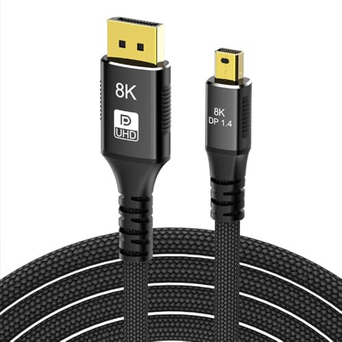 H.May 8K60hz Mini DP to DP1.4 Adapter Cable,32.4Gbps Video Data HD Cable,Support 4K@120Hz/144Hz2K@144Hz/165Hz for Macbook,IMAC,MAC,TV,Projector,Monitor,etc. (2 M)