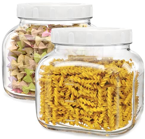 Absovetu 2er Set Einmachgläser mit Schraubdeckel 2.4 Liter - Vorratsgläser mit Deckel Marmeladengläser Breiter Mund Gläser mit Deckel für Kekse Gurken Kimchi Honig Eingelegte Eier