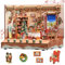 Tonecheer DIY Miniatur Das Weihnachtshäuschen Minihaus Modell Kits für Erwachsene zu Bauen 3D Holzpuzzle Modellbausatz mit Sound-Effekte, Bücherregal Dekoration Geburtstagsgeschenk für Frauen Männer