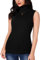 Totatuit Rollkragenshirt Damen Hemd mit Boden, Ärmellos Warmes Fleece Rolli Oberteil Turtleneck Unterziehshirt Stretch Rollkragenpullover für Winter und Herbst Schwarz XL