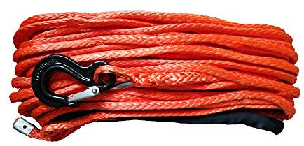 Synthetisches Windenseil 14mm x 30m Synthetic Faser Winch Line Kabelseil mit Haken for ATV/UTV graues Seil Schutz vor Ausfransen, Abrutschen und Überhitzung(Orange)