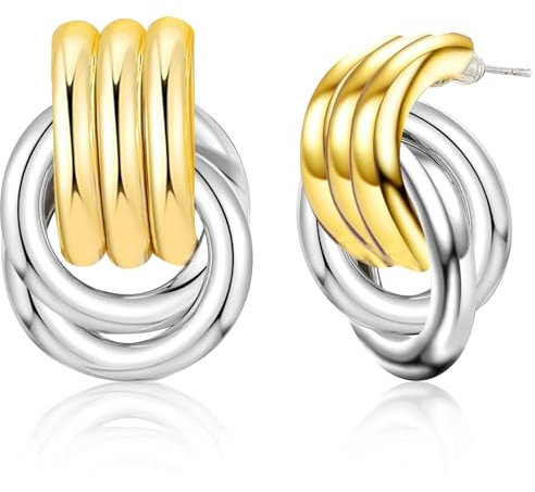 AOZUO Earrings, Metallen Ohrringe Hängend Earrings Ohrringe Gold Ohrringe Goldene Klobige Goldene Und Silberne Statement Ohrringe Modische Tropfenohrringe Minimalistischer Trendiger Schmuck Geschenke
