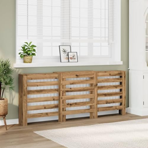 Brokky Radiator Cover Artisian Oak 205x21.5x83.5 cm Engineered Wood-Radiator Cover Modern MDF Vertical Slats Wood Decorative Cabinet for Living Room Bedroom Hallway,Large
