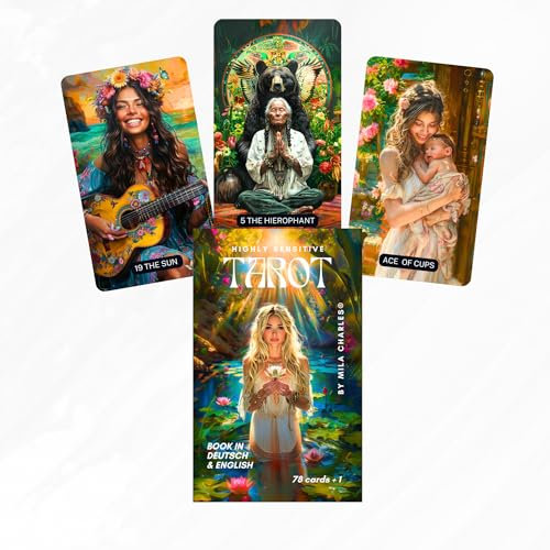 Mila Charles Highly Sensitive Tarot - Heartlight Edition - by Tarotdeck mit 78 Karten und Goldrand, Zweisprachig (Deutsch & Englisch), für spirituelle Klarheit und hochsensible Menschen I