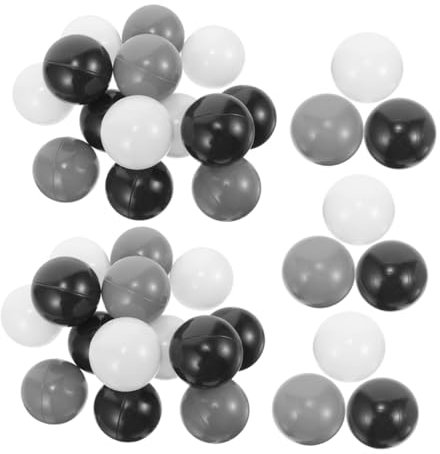 Cabilock 50pièces Boules Plastique pour Piscine à Balles Petites Boules Noires Blanches Et Gris Foncé Jeu Amusement pour Garçon Fille Accessoires pour Fête Et Aire De Jeux