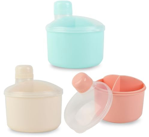 SacJkt Dosificador Leche en Polvo Bebe, 3 piezas Dispensador de Polvos Bebe, Porcionador de Leche en Polvo con Tres Compartimentos para Guardar Leche en Polvo para Bebés, Frutas y Aperitivos