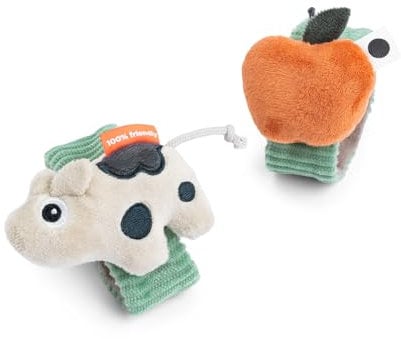 Done by Deer Rasselarmband 2 Stück Dotti Grün - Perfekt für die Stimulierung der Sinne, das Körperbewusstsein und das Erkennen der Hände - Babyspielzeug ab 0 monate - Klettverschluss