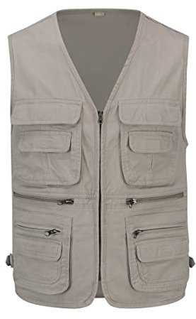 YOUTHUP Anglerweste Herren Outdoor Weste Multi-Tasche Ärmellose Jagd Herrenwesten Leicht Safari Wandern Fotografie Freizeit Sportweste