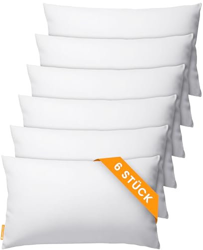 Gentle North Kopfkissen (30x50 cm groß) - 6er Set Kissen für Bett und als Dekokissen - Mit Reißverschluss für Füllung - Sofakissen - Zierkissen für Couch und Sofa - Ökotex - Waschbar bis 60° - Weiß