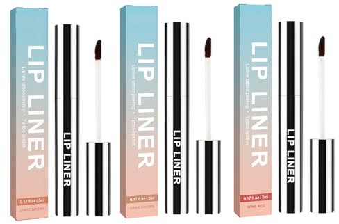 Lip Stain Peel off, 3 colors Peel off Lip Liner Tattoo Lip Liner,Tattoo Lip Tint Peel off Matte Finish,Waterproof Long Lasting Lipstick,Highly Pigmented Lip Tint Stain,Create Perfect Lip Shape