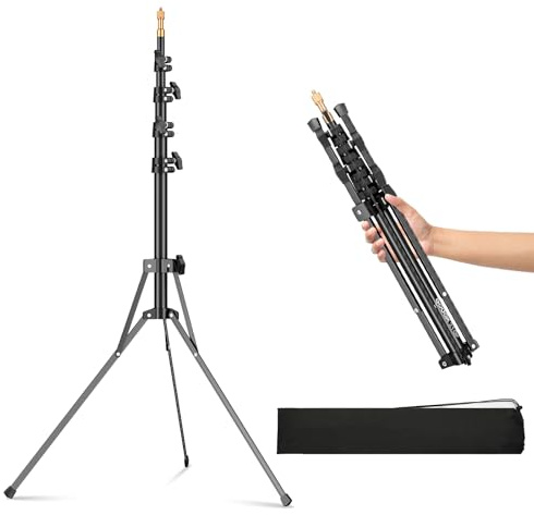 Godox Support d'éclairage extensible 210 cm pour photographie avec vis universelle 6,35 mm et 9,5 mm trépied d'éclairage de studio portable avec sac de transport portable pour lumière stroboscopique