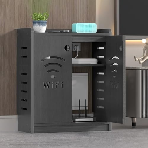 HDZNDH Mobiletto Portaoggetti Per Router WiFi, Modem Da Pavimento, Multifunzionale Organizer La Gestione Dei Cavi,Immagazzinaggio Nascondi,elevata Capacità Di Carico, Soggiorno E Ufficio