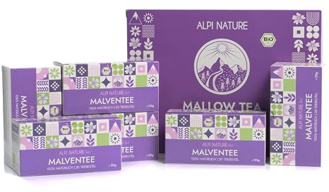 Alpi Nature Feuilles de Mauve Tisane BIO, 120 Sachets de Thé, 120g Pack de 6 x 20 Sachets de 1g
